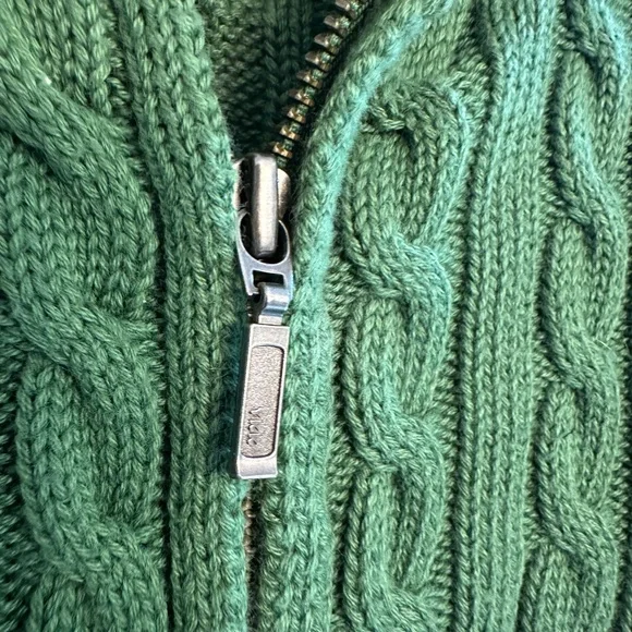 L.L. Bean Men's Green Cable Knit Sweater Ptp 20 - Picture 5 of 9